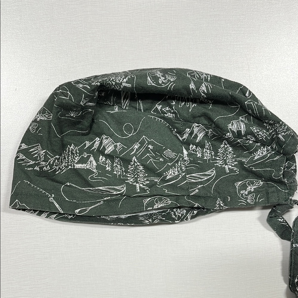 Green Outdoor Print Scrub Cap
